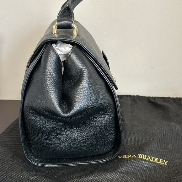 Vera Bradley Quilted Stella Leather Mini Satchel Crossbody Bag Cheetah Black Cat - Picture 6 of 15